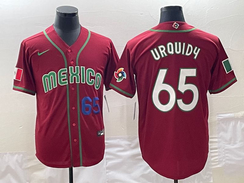 Men 2023 World Cub Mexico #65 Urquidu Red Nike MLB Jersey7